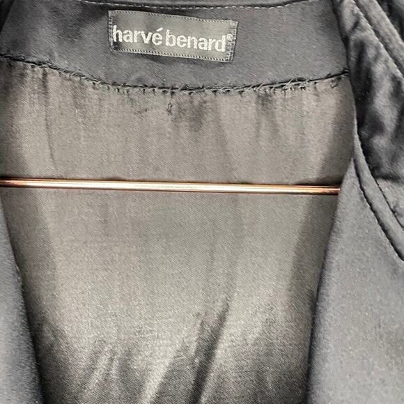 Harve Bernard Black Satin Diamond Design Buttons Trench Coat size 4 - Picture 8 of 11